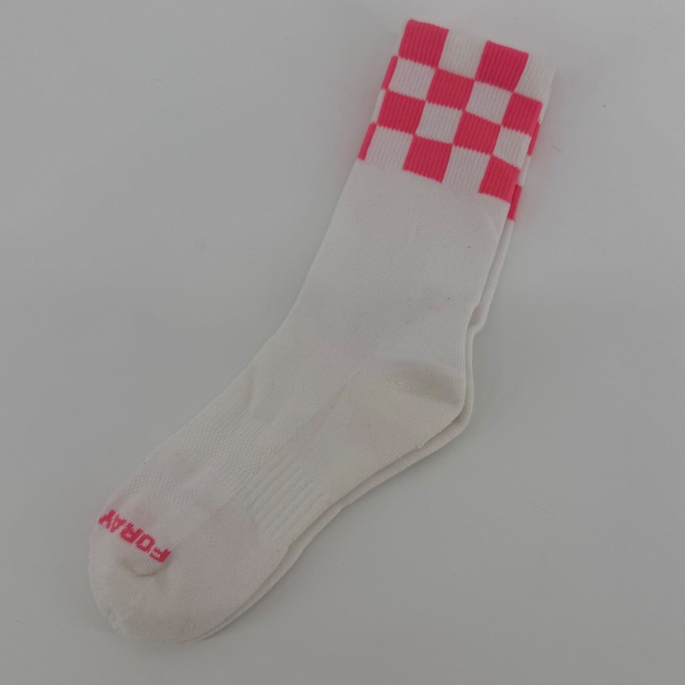 FORAY White Pink Checkerboard‎ Athletic Crew Socks
